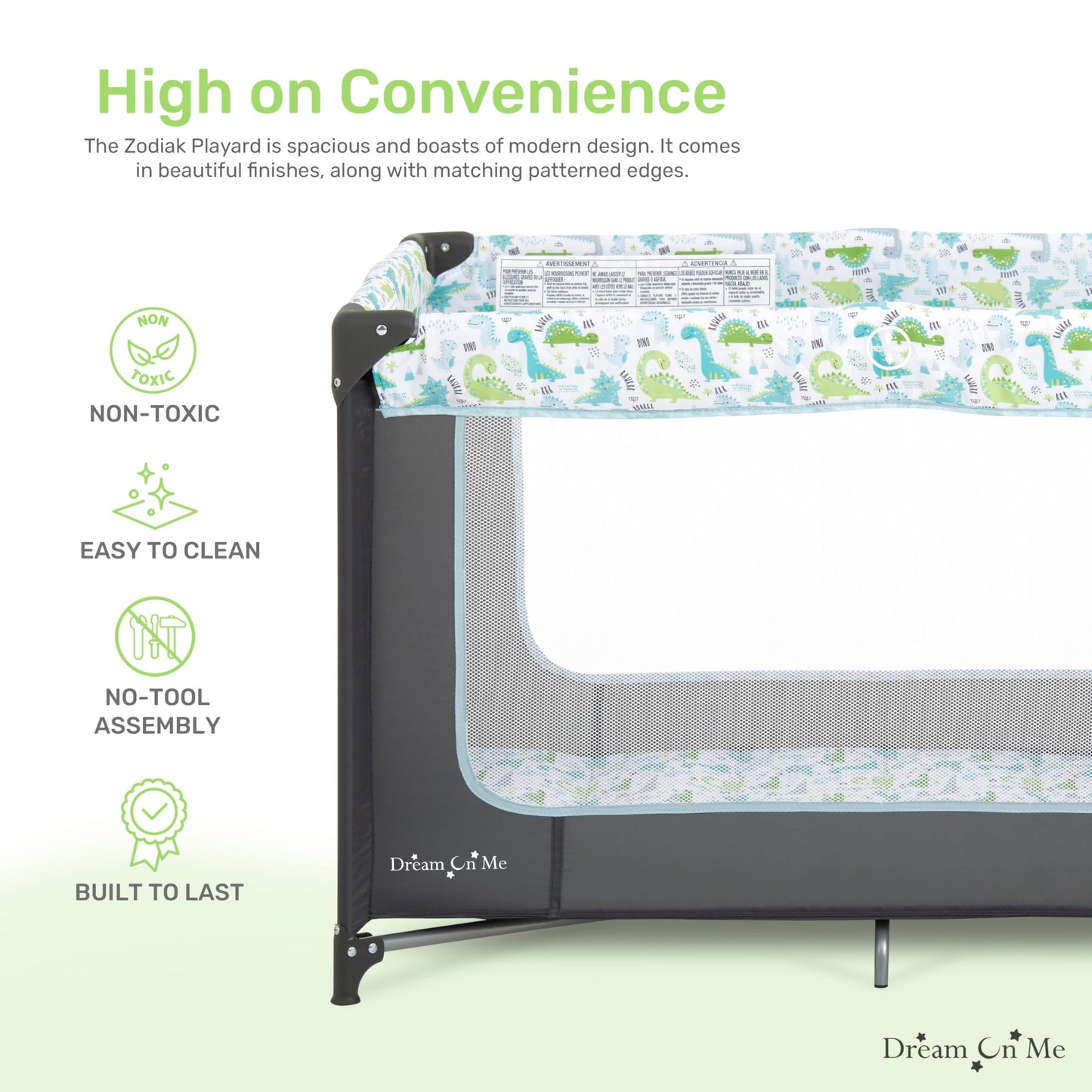 Dream On Me Zodiak Portable Playard In Grey And Green, Lightweight, Packable And Easy Setup Baby Playard, Breathable Mesh Sides