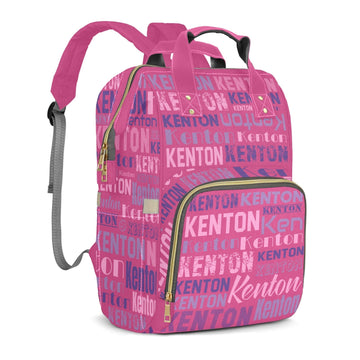 Perarts Custom Diaper Bag Backpack for Baby Girls Boys, Pink Personalized Mommy Nursing Bag with Name Customized Casual Backpack