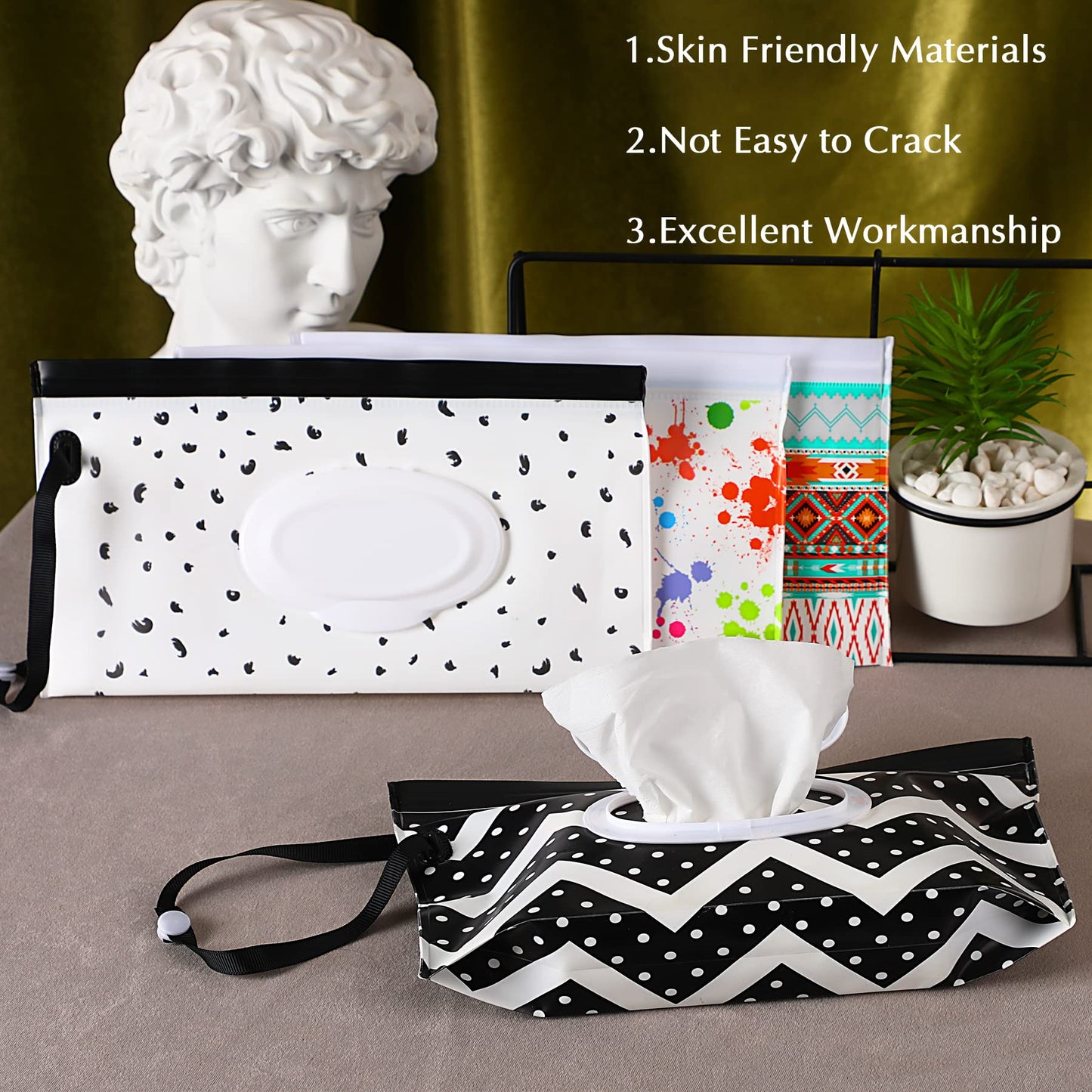 Febsnow 4 Pack Baby Refillable Baby Wet Wipe Dispenser, Reusable Wipes Pouch Container, Lightweight Portable Travel Wipes Holder