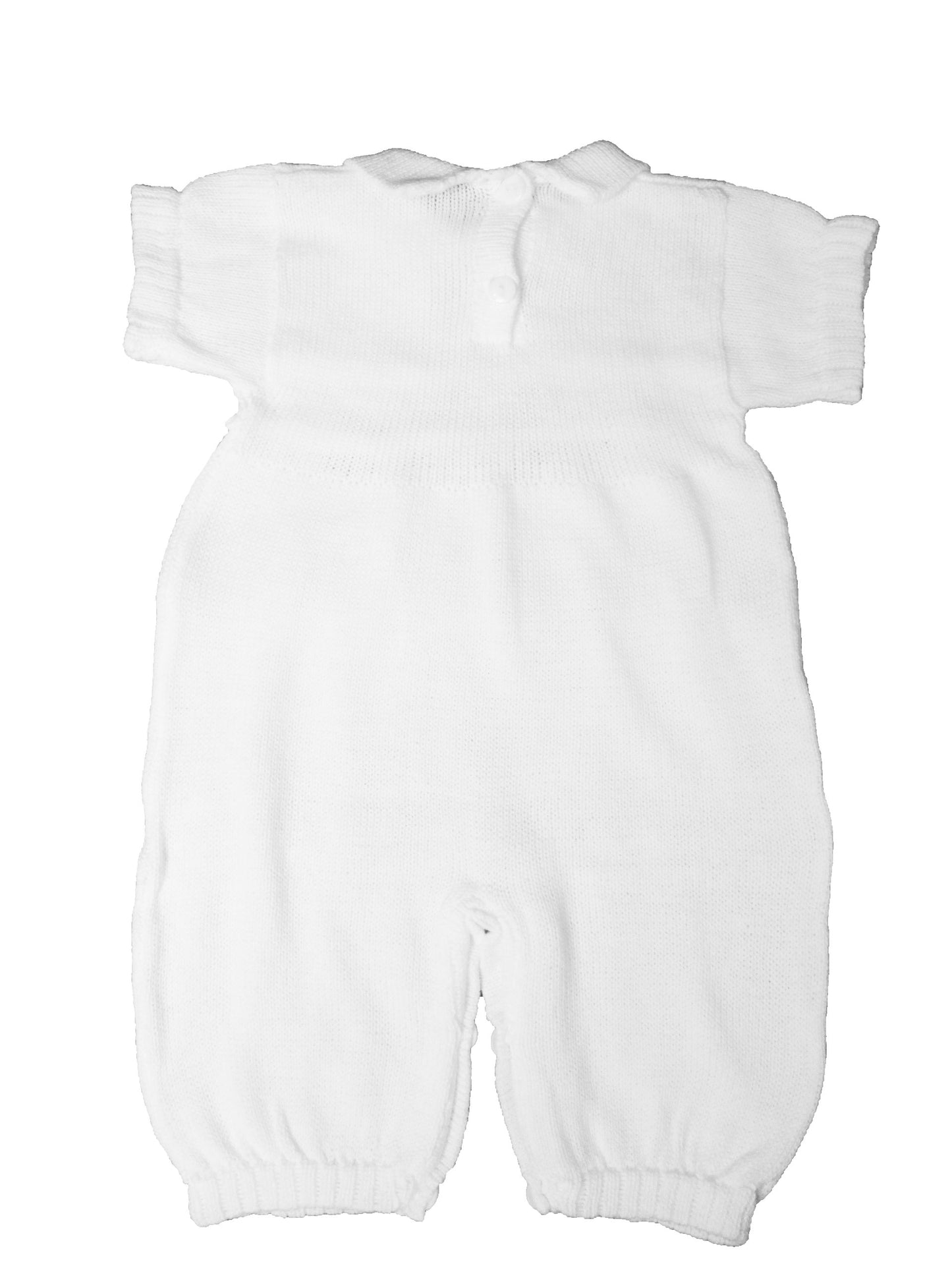 Dempsey Marie White 100% Cotton Boy'S Christening Baptism Knit Longall Short Sleeve 12 Month