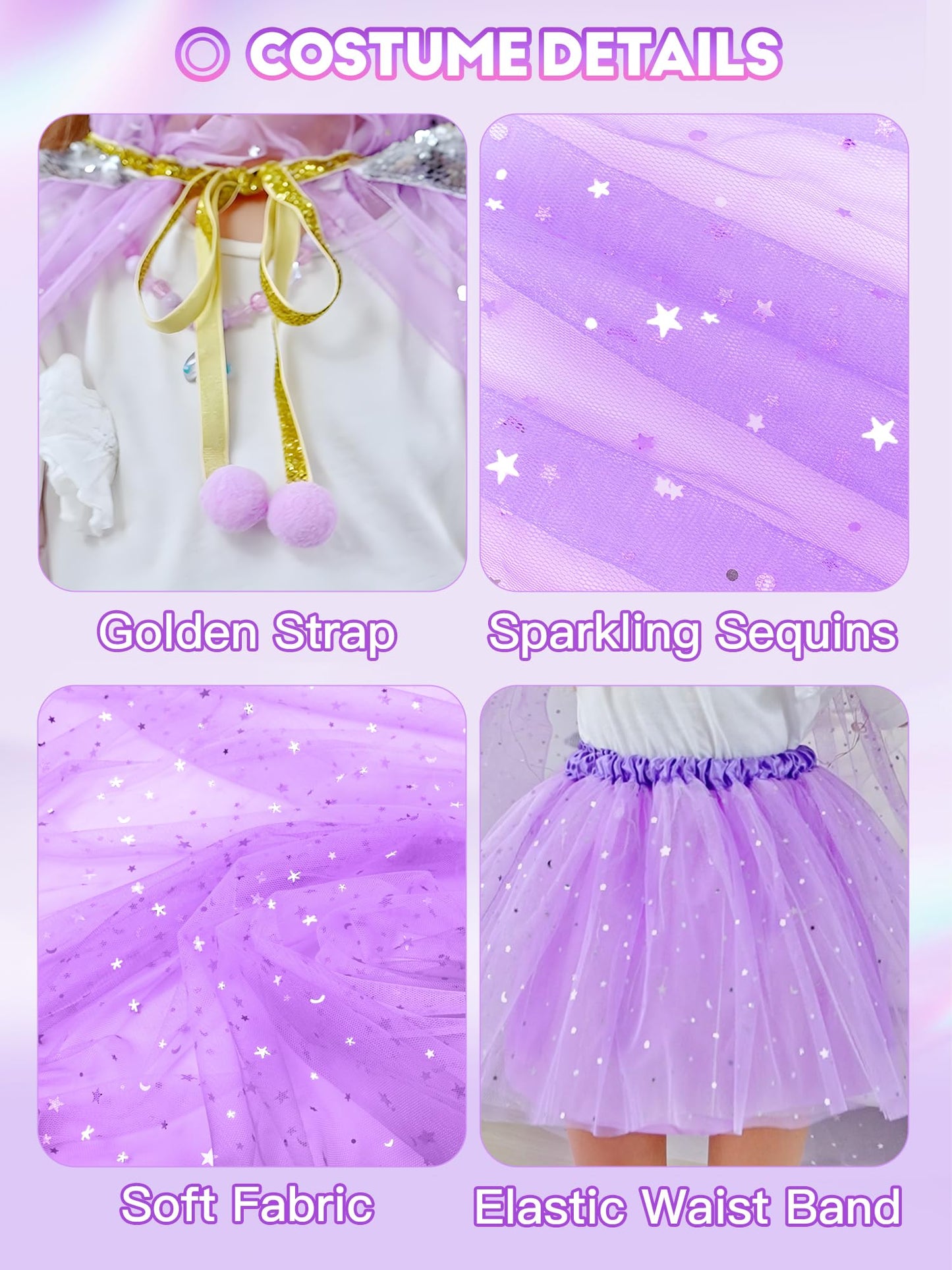 Phobby Princess Dress Up For Girls Aged 3 4 5 6, Light-Up Princess Cape & Skirt With Purse & Gloves, Girl Costume For Party Chri