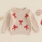 Jlkgicf Toddler Baby Girl Chunky Sweater Cute Bow/Heart Print Sweater Pullover Crewneck Shirt Valentines Day Spring Clothes (Lit