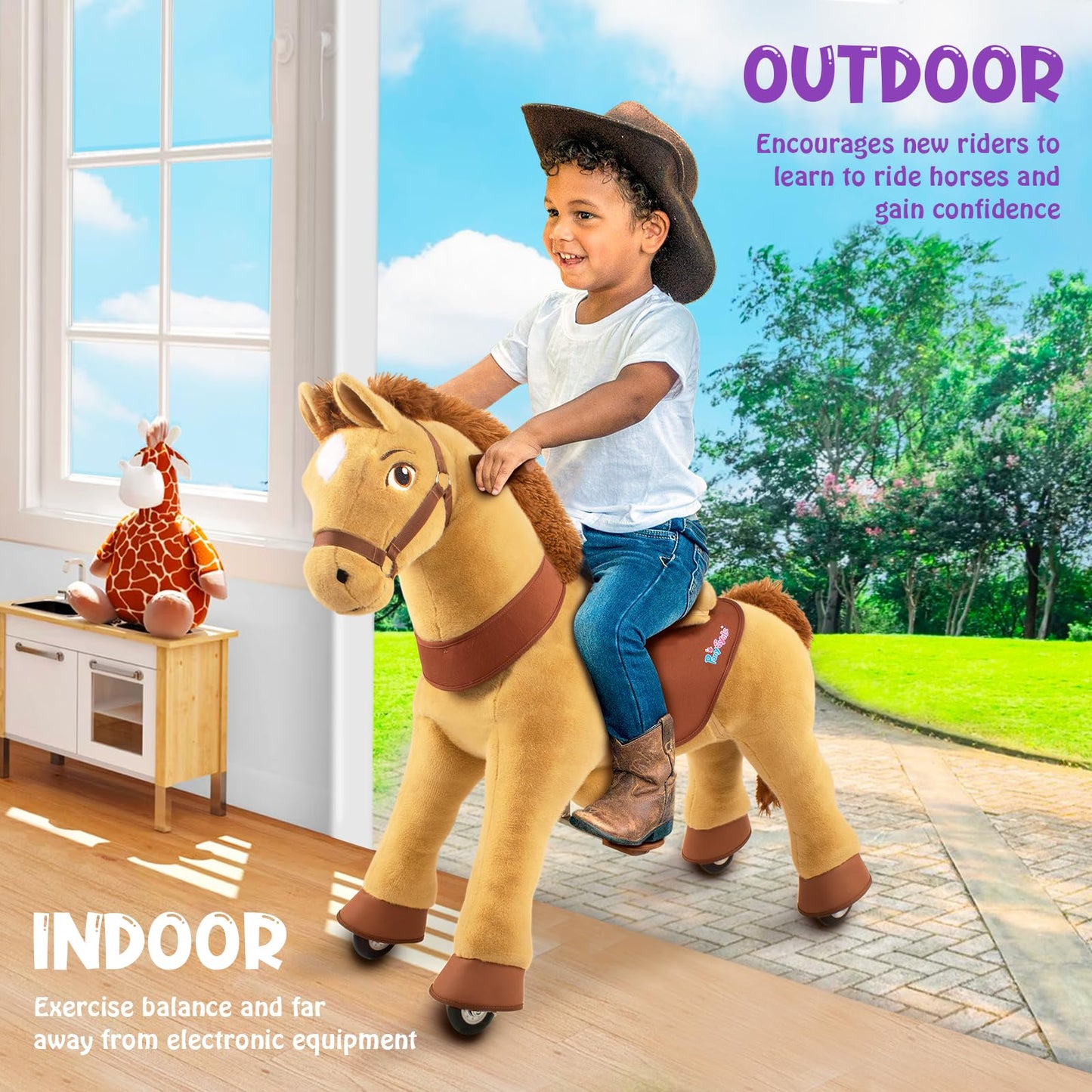 PonyCycle Ride on Horse Ride on Toys Riding Horse Ride on Pony for Toddlers 3-5 with Brake Essential Model E (30 Height/Size 3/