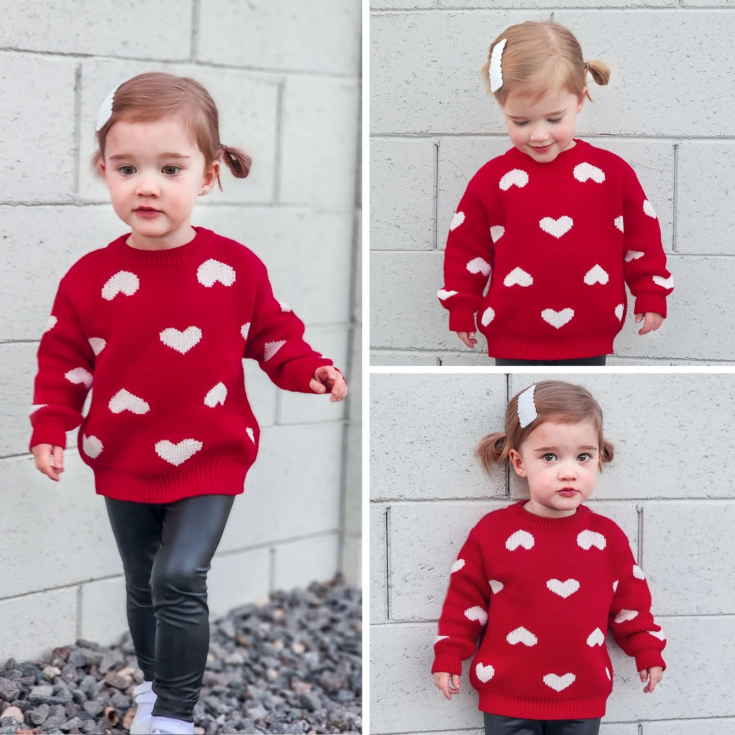 Simplee Kids Baby Girls' Valentine'S Sweater Red Pullover Coat Cotton Sweater Patterns To Knit Heart For Autumn Fall And Winter