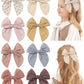 Doboi 8Pcs Baby Girls Hair Clips Fable Hair Bows Cotton Linen Bows For Girls Hair Accessories For Baby Toddlers Kids (Includes S