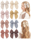 Doboi 8Pcs Baby Girls Hair Clips Fable Hair Bows Cotton Linen Bows For Girls Hair Accessories For Baby Toddlers Kids (Includes S