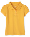 The Children'S Place Baby Girls And Toddler Girls Short Sleeve Ruffle Pique Polo, Yellow Pencil, 2T