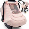 Baby Car Seat Cover For Summer/Spring,100% Organic Cotton Carseat Cover For Babies,Infant Car Seat Cover Canopy For Boys& Girls,
