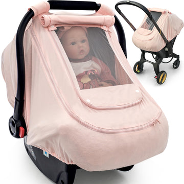 Baby Car Seat Cover For Summer/Spring,100% Organic Cotton Carseat Cover For Babies,Infant Car Seat Cover Canopy For Boys& Girls,