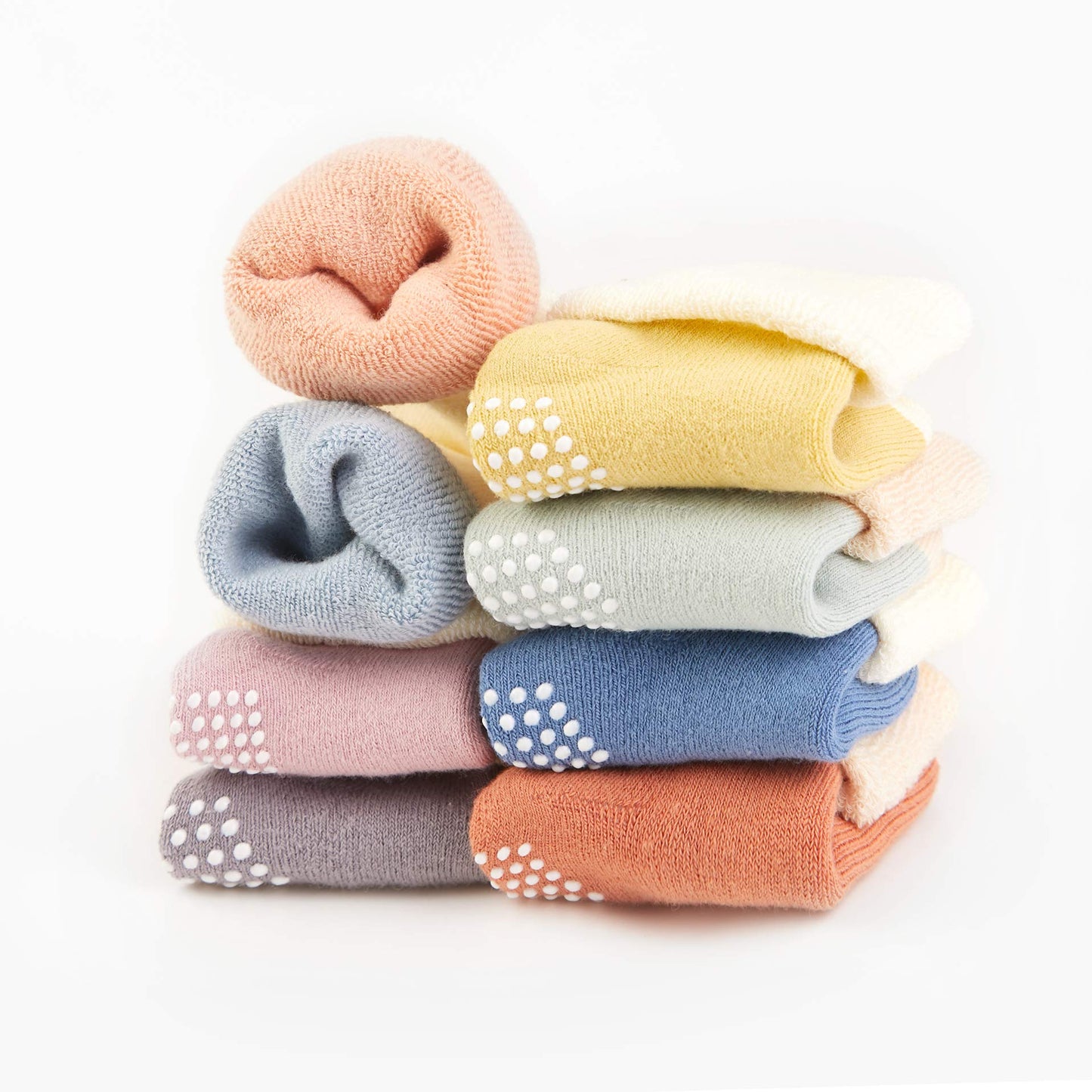 Vwu Baby Toddler Kids Ankle Crew Socks With Grips Unisex Warm Thick Cotton Winter Socks 3-12 Months,8 Color Multi