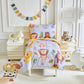 Joyreap 4 Piece Toddler Bedding Set- Cartoon Zoo Theme Animals Purple Design, Microfiber Toddler Bedding Comforter Set For Kids