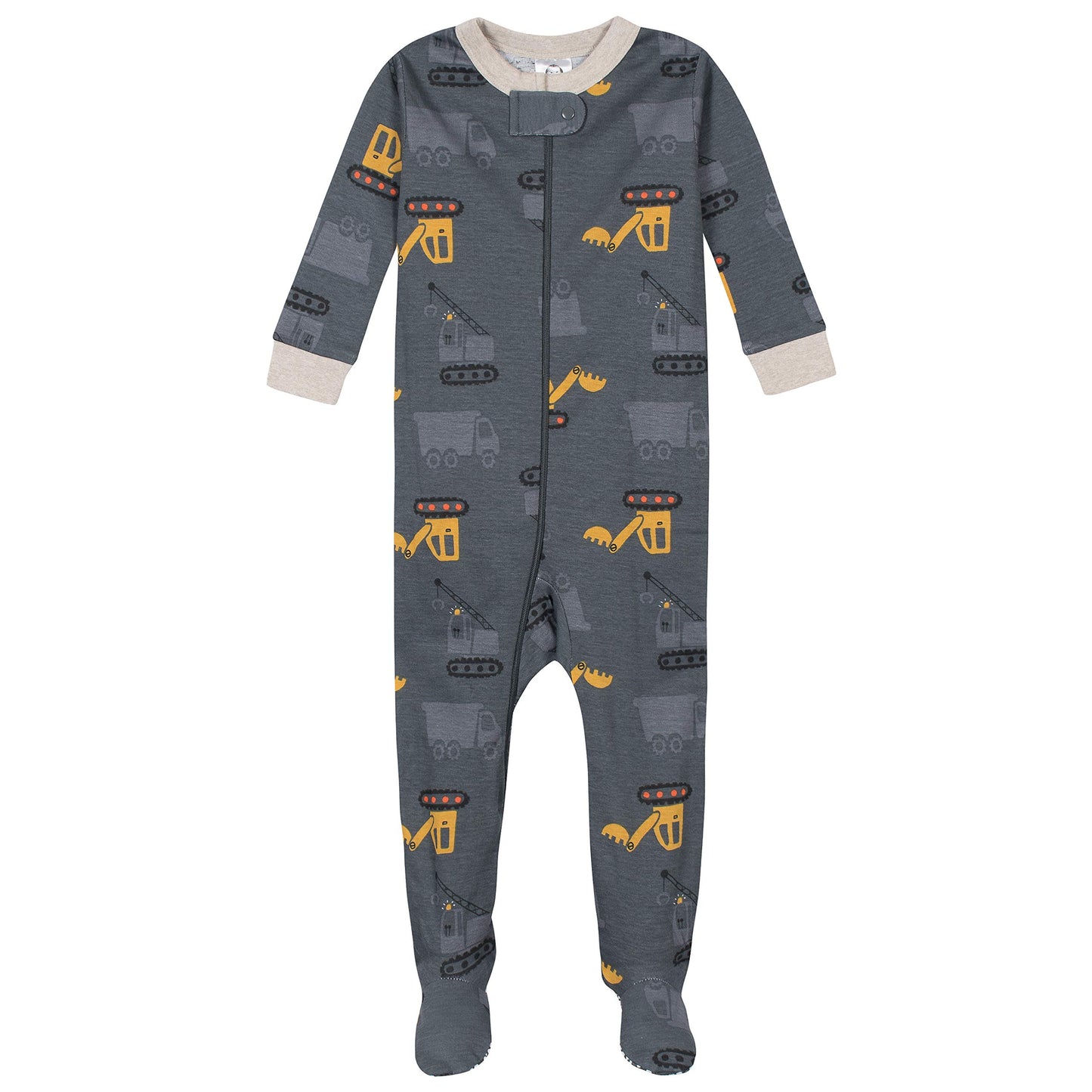 Gerber Baby Boys' 2-Pack Footed Pajamas, Dump Truck Grey, 2T