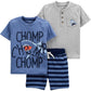 Simple Joys By Carter'S Baby Boys' 3-Piece Playwear Set, Blue Chomp/Grey Shark/Stripe, 4T