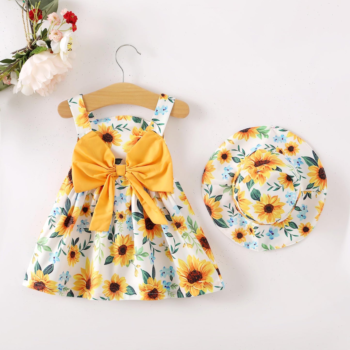 Baby Girl Summer Dresses Yellow Boho Sleeveless Dresses Infant Summer Outfits Sundress Baby Girl Clothes 6-9 Months 12 Months