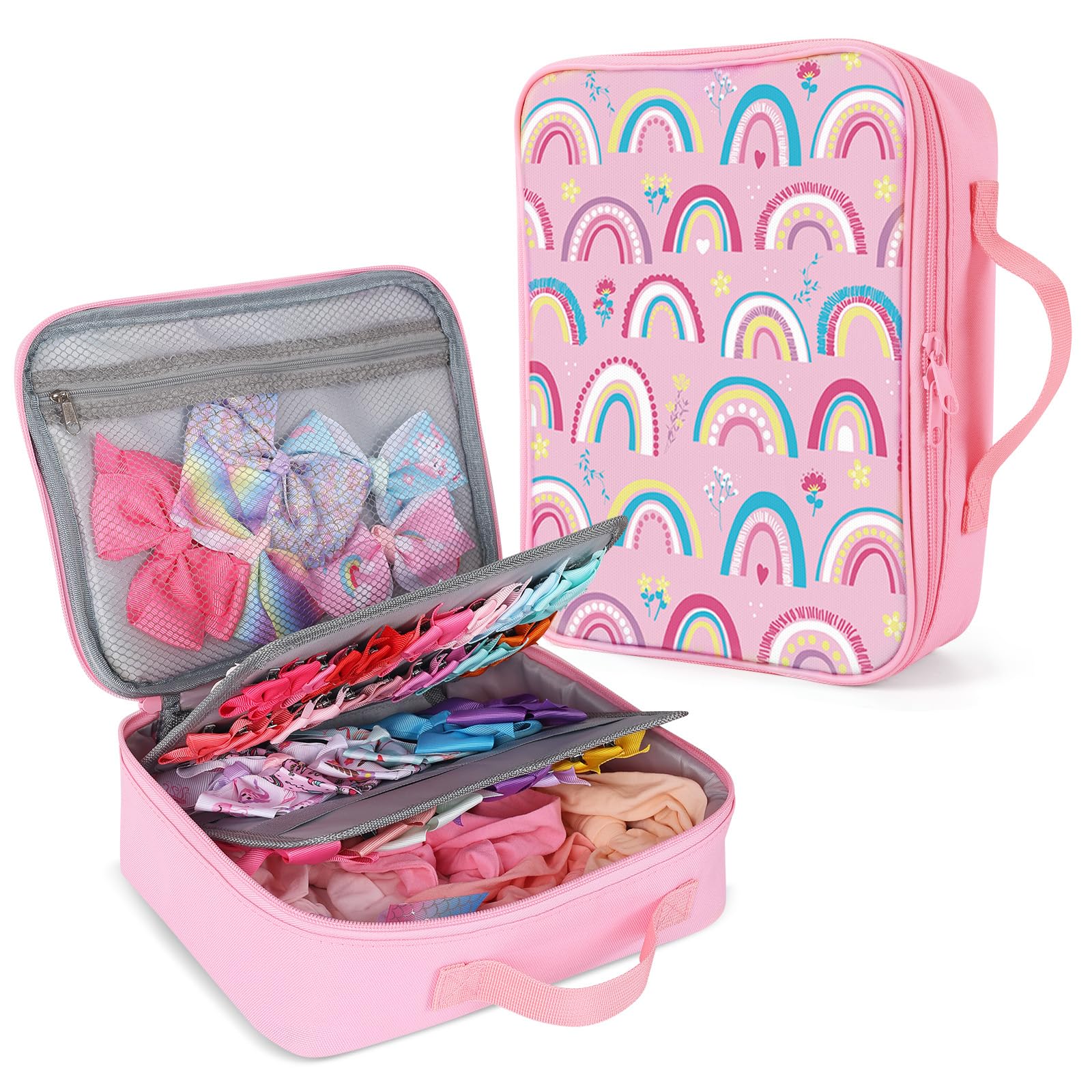 Fruobeyla Bow Organizer for Girls, Bows Holder for Girls Hair, Bow Case Organizer for Toddler Baby Girl Hair Accessories for Cla