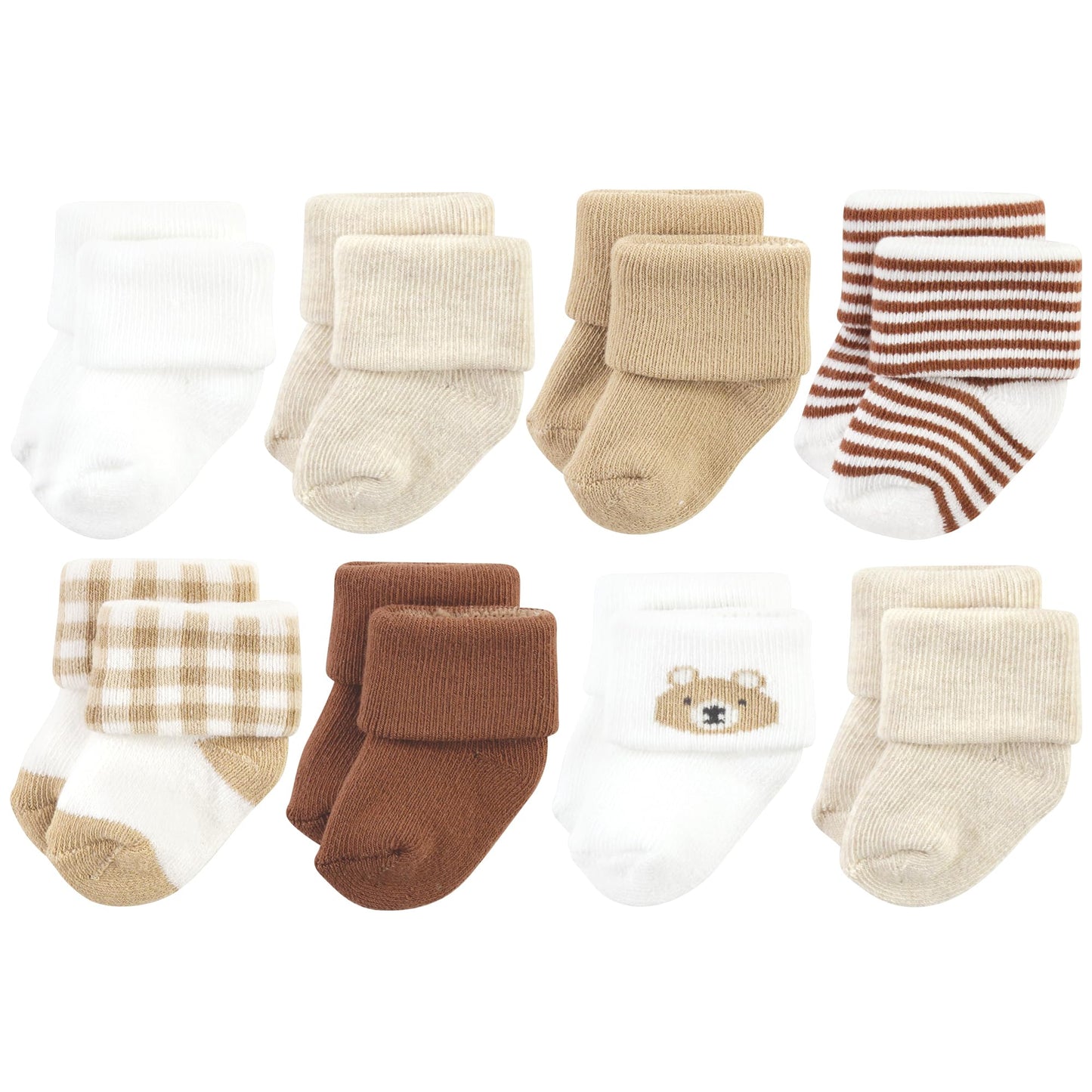 Hudson Baby Unisex Baby Cotton Rich Newborn And Terry Socks, Teddy Bear, 0-6 Months