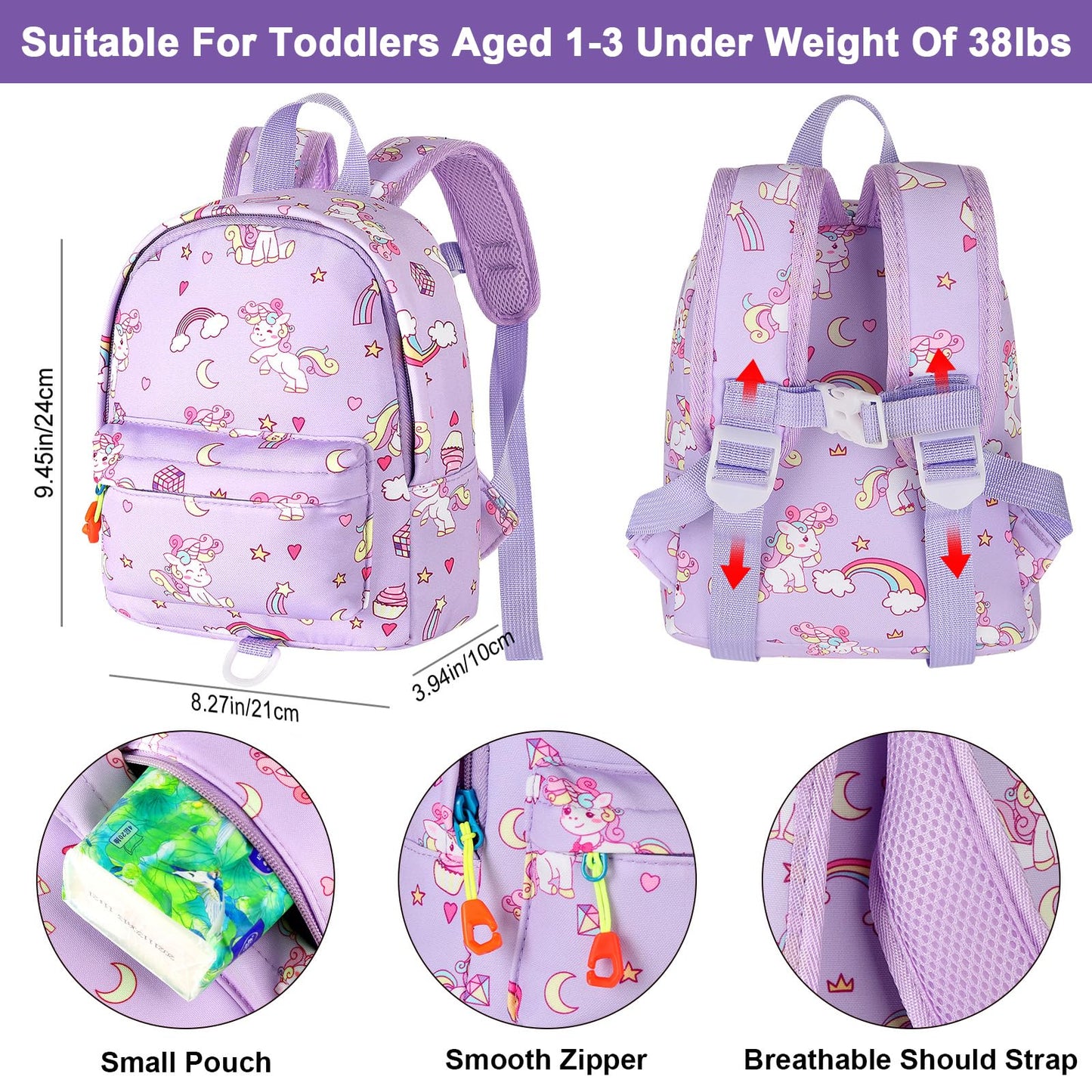 Accmor Toddler Harness Backpack Leash, Baby Unicorn Backpacks With Anti Lost Wrist Link, Cute Mini Child Harness Leashes For Wal