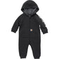Carhartt Baby Boys' Long-Sleeve Zip-Front Hooded Coverall, Caviar Black Heather, 24M