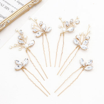 Oriamour 6 Pcs Rhinestone Wedding Hair Accessories Pearl Crystal Bobby Bridal Hair Clips Jewelry for Brides Bridesmaids Women Gi