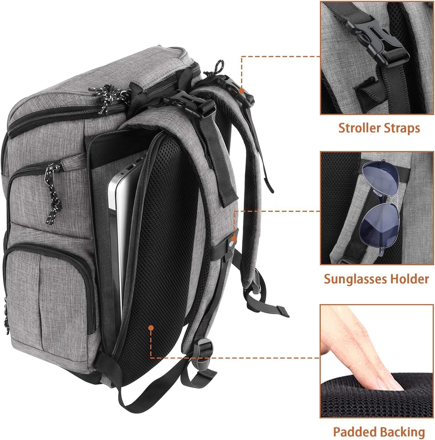 Mancro Diaper Bag Backpack, Multifunctional Travel Dad Diaper Bag With Insulated Pockets, Large Capacity Baby Diaper Backpack Fo