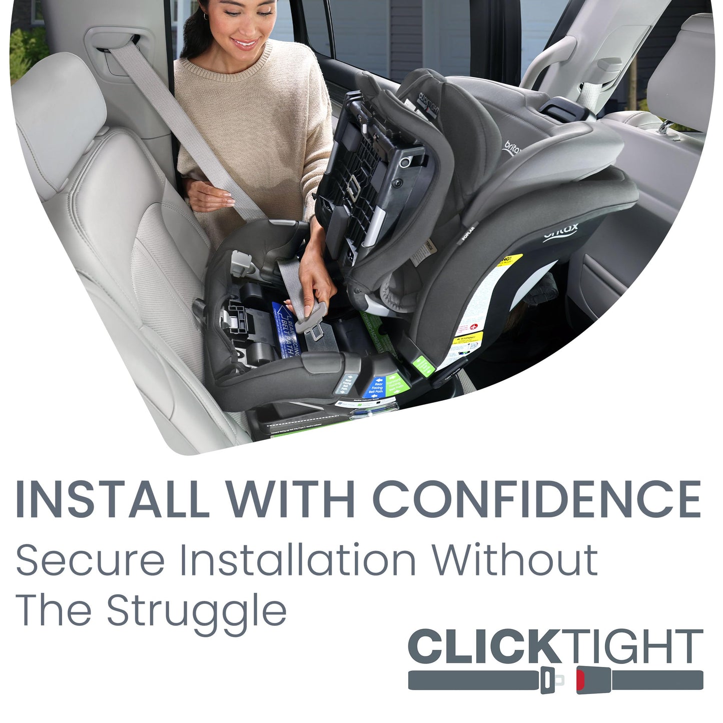 Britax Poplar Convertible Car Seat, 2-In-1 Car Seat With Slim 17-Inch Design, Clicktight Technology, Glacier Graphite