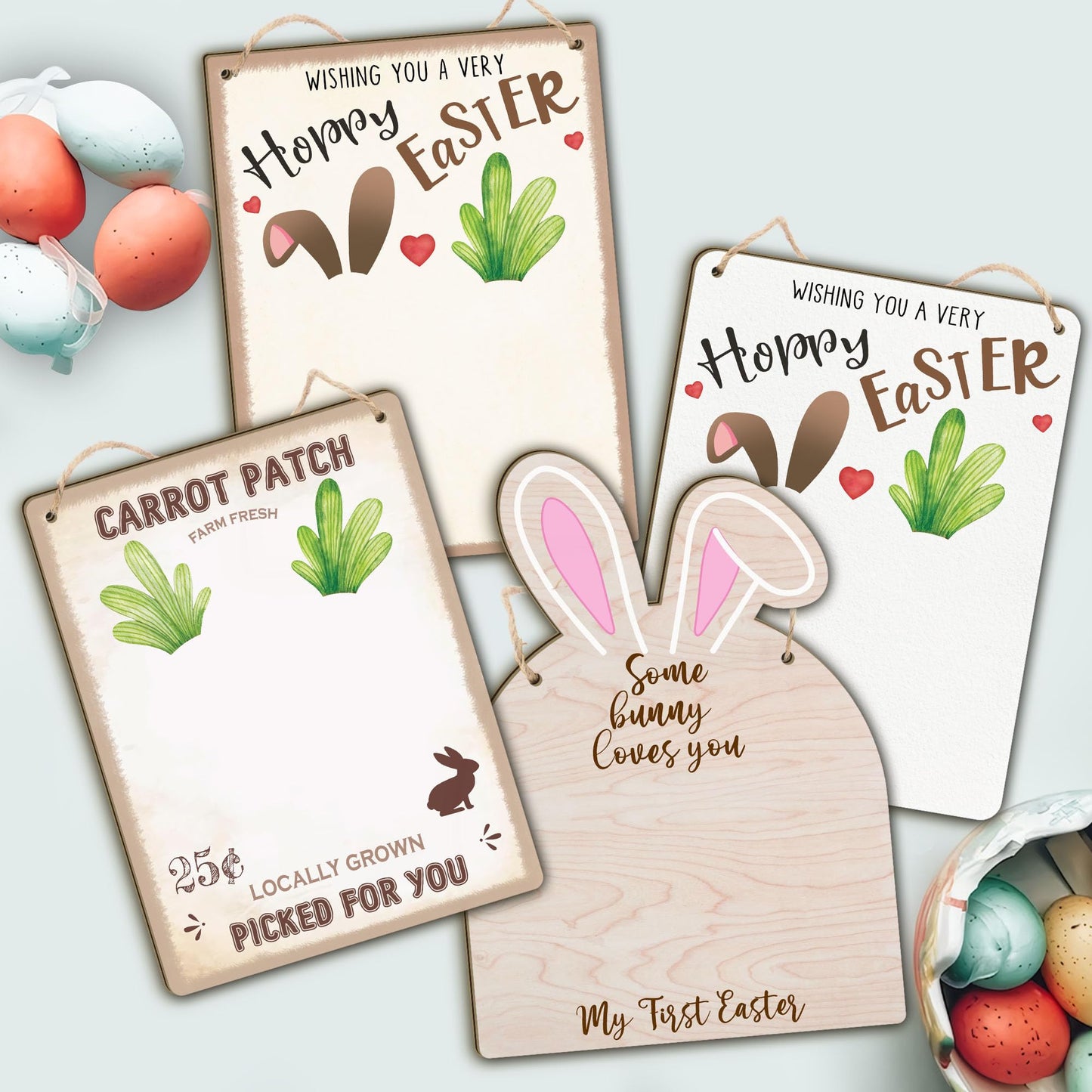 Baby'S First Easter Bunny Footprint Diy Wooden Hanging Sign, Baby'S 1St Easter Art Craft Gifts, My First Holiday Milestone Sign,