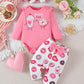 Baby Girl Clothes Gifts Outfits Spring Fall Winter Long Sleeve Romper And Pant Set Pink Cake/Donut 6-12 Months