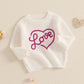 Nokpsedcb Baby Girl Cute Long Sleeve Heart Flowers Embroidery Oversized Sweater Toddler Valentine Outfit (White Love, 0-3 Months