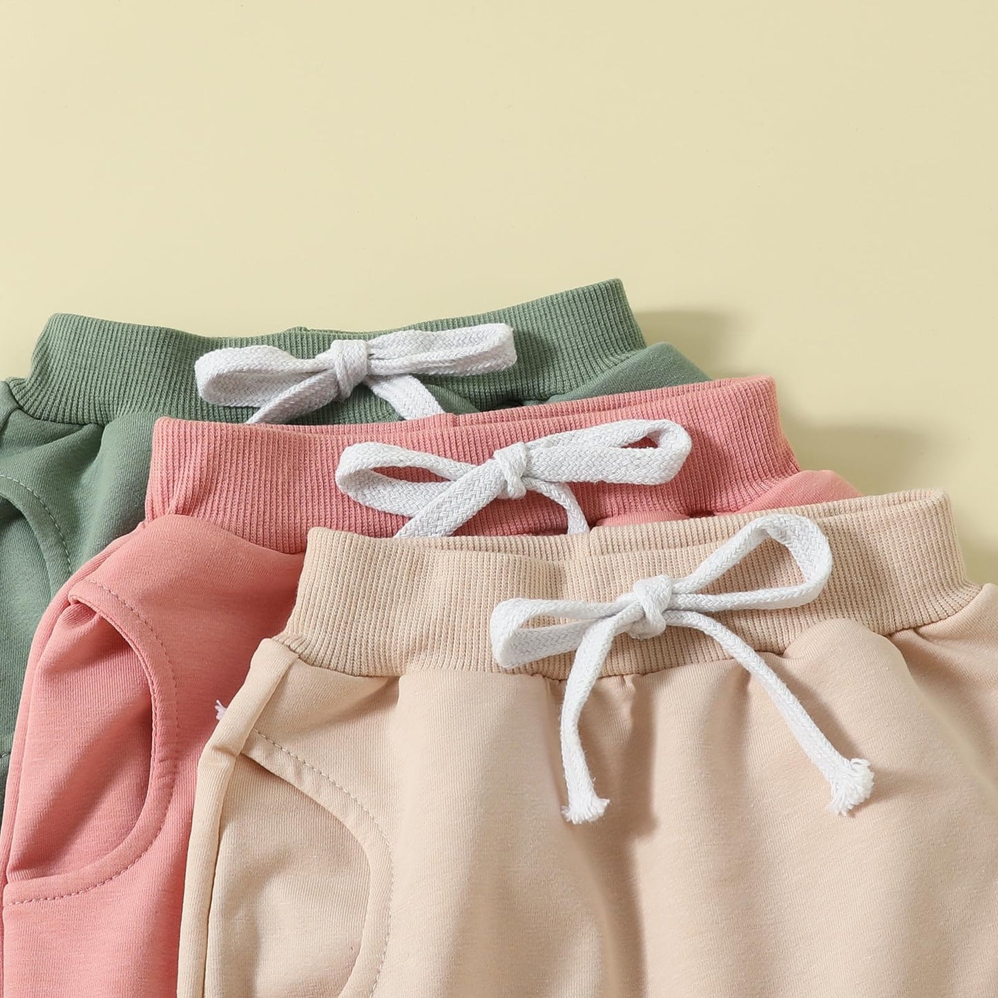 Yoawdats Baby Boys' 3-Pack Pull-On Jogger Pants Girls' Knit Classic Fit Elastic Waist Toddler Infant Long Pants