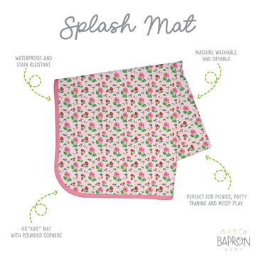 Bapronbaby Eric Carle Pink Floral Caterpillar Splash Mat - Waterproof Catch-All For Under High Chairs, Floors, Tables, Playtime