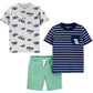 Simple Joys By Carter'S Baby Boys' 3-Piece Playwear Set, Green/Grey Monster Trucks/Navy Stripe, 4T