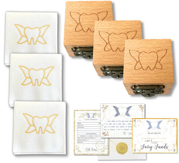 Tooth Box W/Clasp & Tooth Pouch | Tooth Fairy Box For Girls Or Boys & Tooth Fairy Bag | Clasp Closure - Set Of 3