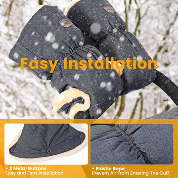 Orzbow Faux Sheepskin Gloves For Stroller, Universal Winter Anti-Freeze Stroller Mittens, Waterproof Warm Extra Thick Handmuff F