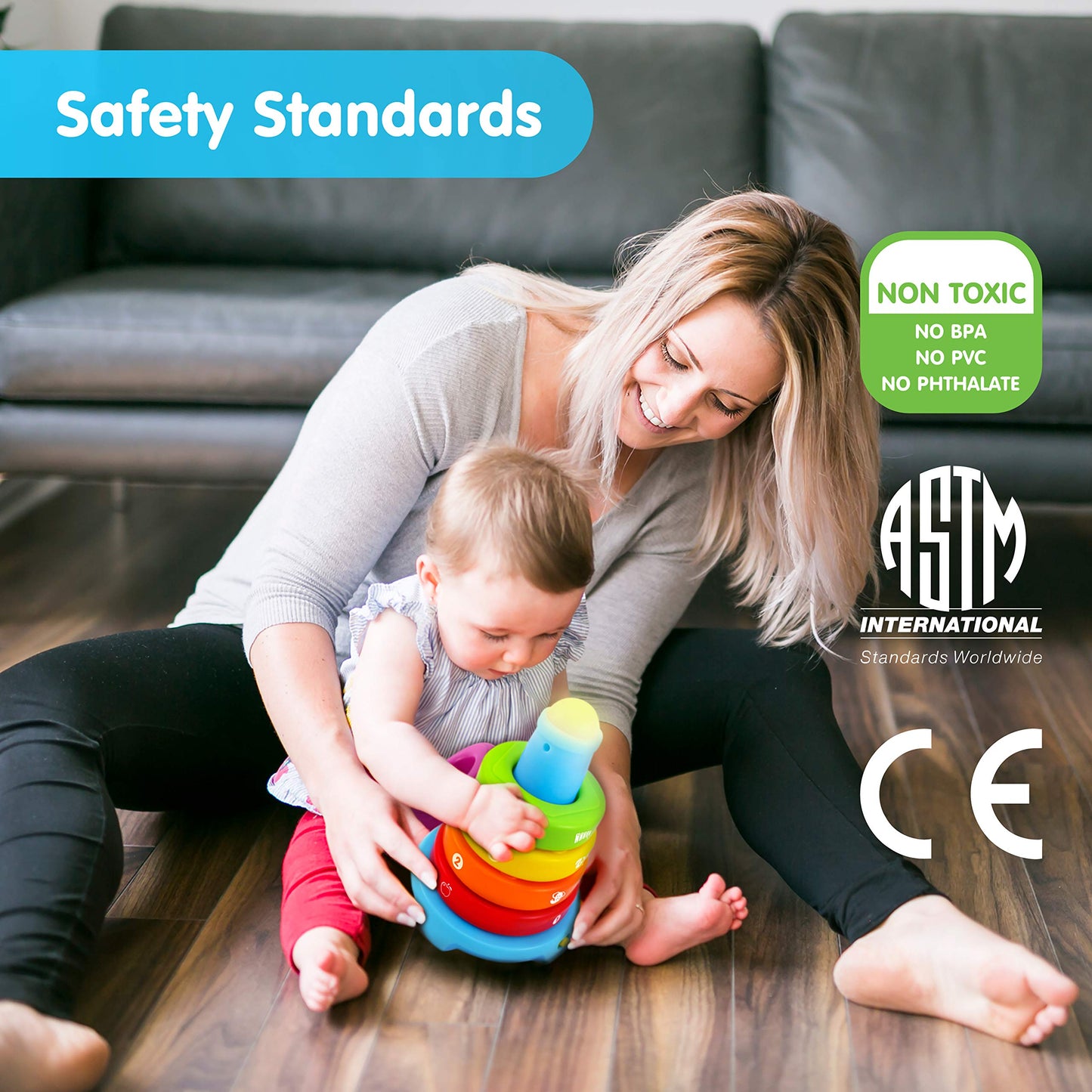 BEST LEARNING Stack & Learn - Developmental Educational Activity Stacking Toy for Infants Babies Toddlers for 6 or 9 Month Old B