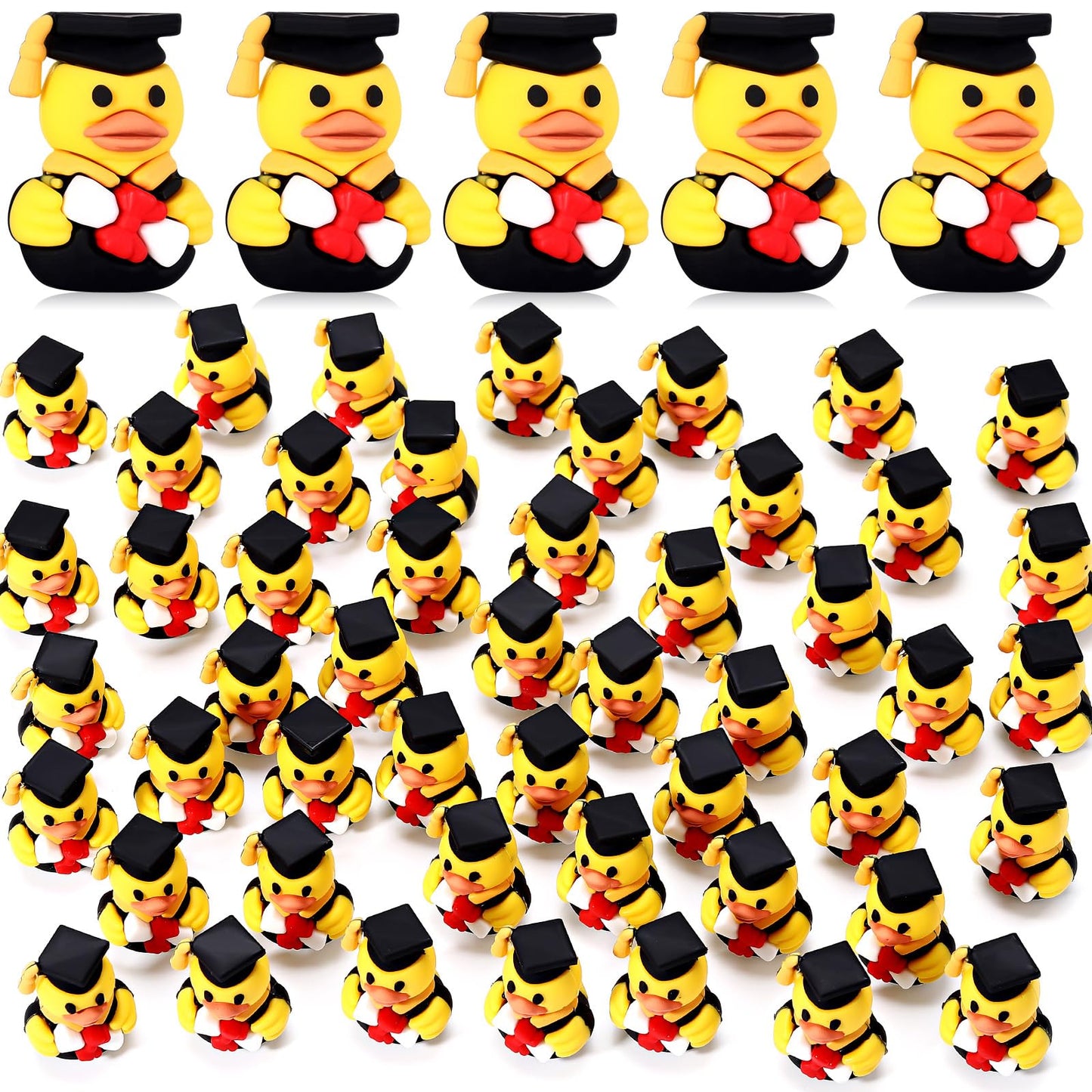Gejoy 50 Pcs Graduation Ducks Class of 2025 Rubber Ducks with Grad Cap Diploma Grad Exchange Gift for College Student Son Daught