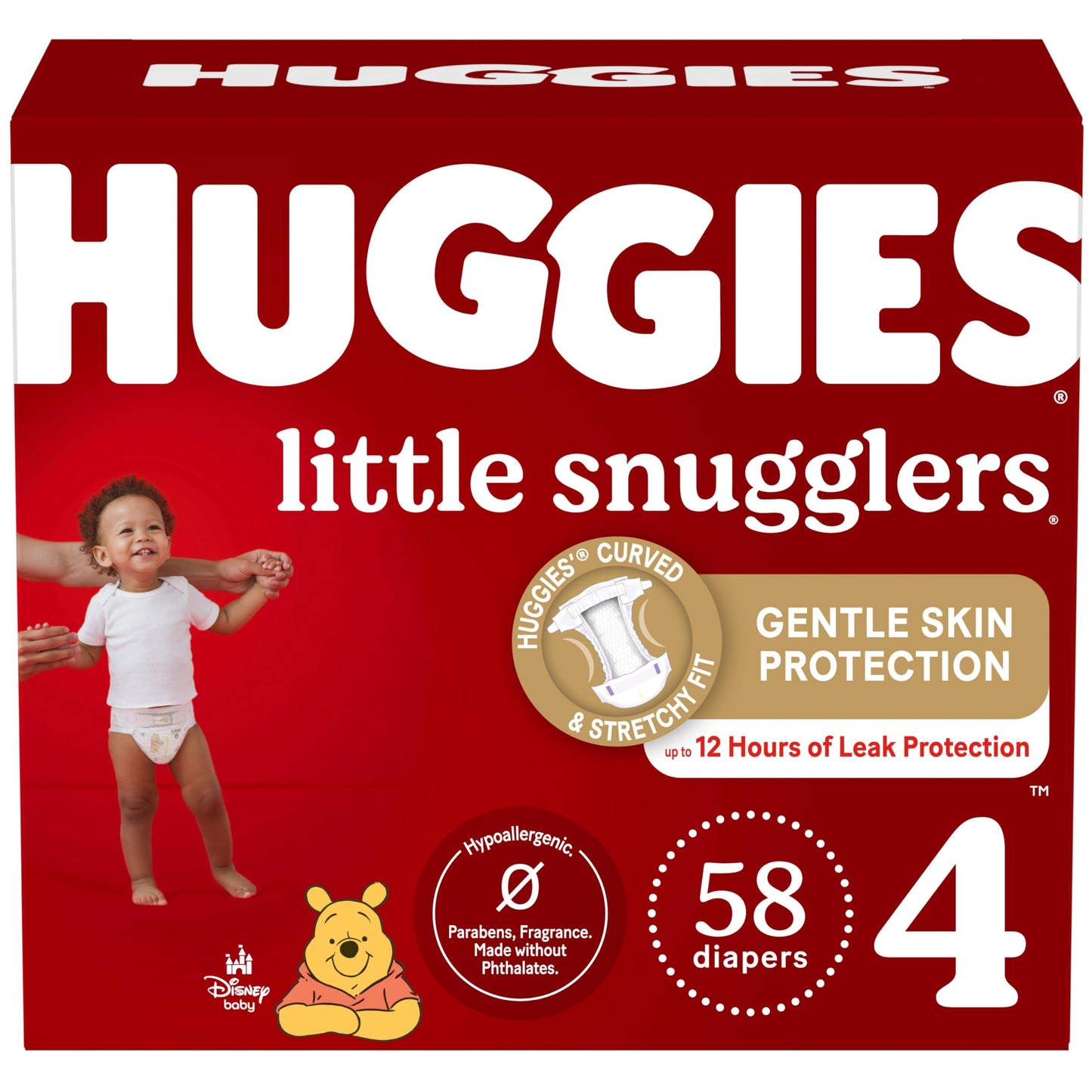 Huggies Size 4 Diapers, Little Snugglers Baby Diapers, Size 4 (22-37 Lbs), 58 Count