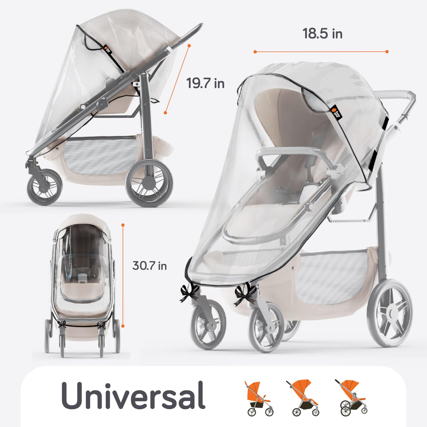 Baby Uma Universal Stroller Rain Cover - 100% Waterproof Peva Stroller Cover For Rain, Snow & Wind Protection, Stroller Accessor