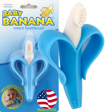 Baby Banana - The Original Blue Banana Toothbrush, Training Teether Tooth Brush for Infant, Baby, and Toddler, Made in America, 