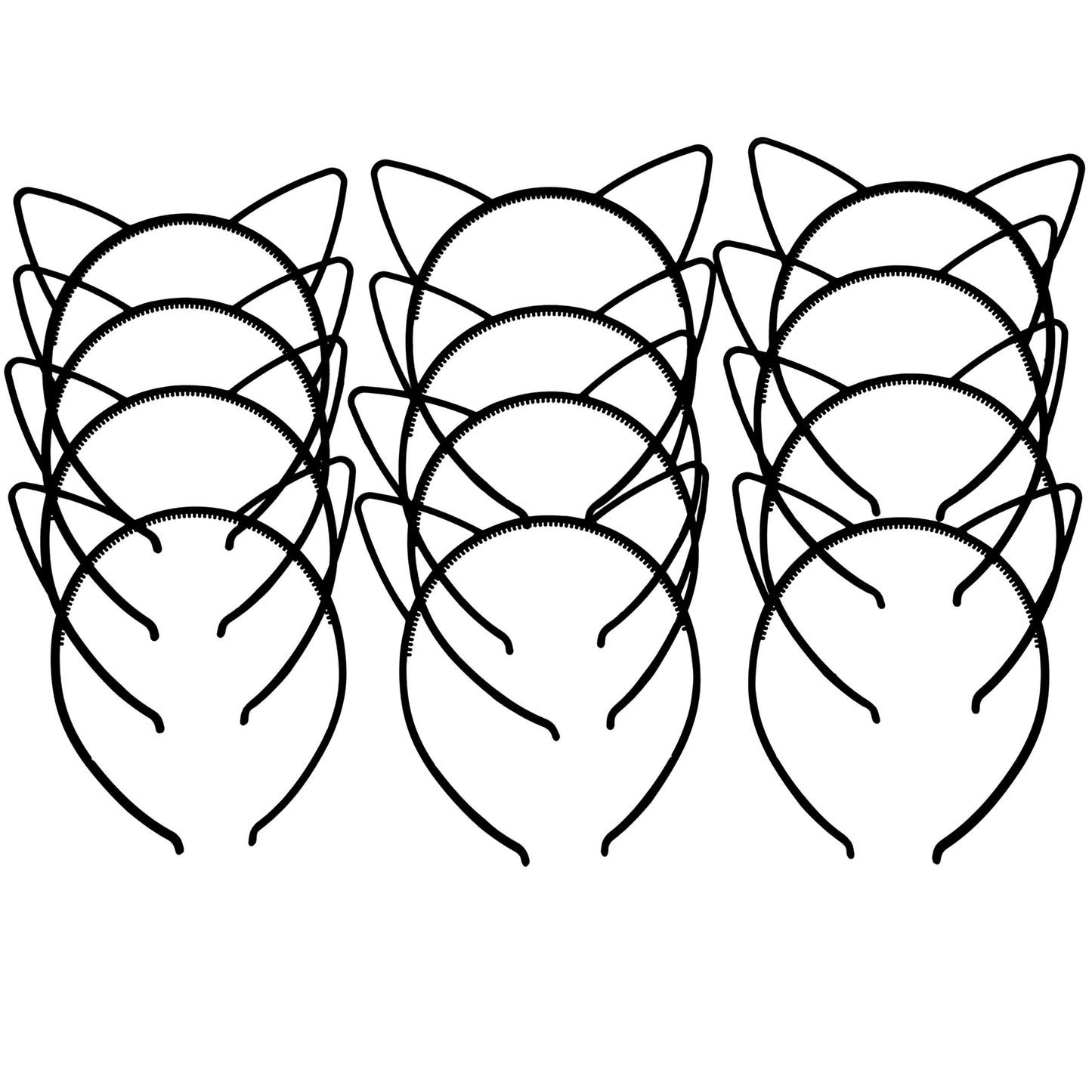 Xima 12Pcs Black Cat Ears Headband Cute Abs Plastic Girls Head Band For Children Accessories (Black-Cat Ear)