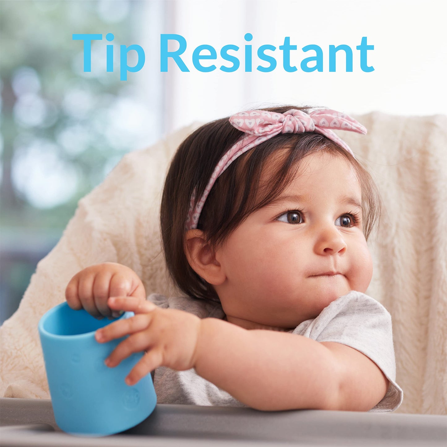 Popyum Silicone Training Cup 2-Pack For Baby And Toddler, Handles, Bpa Free, Self Feeding Training, Tumbler (Sky Blue And Mint G
