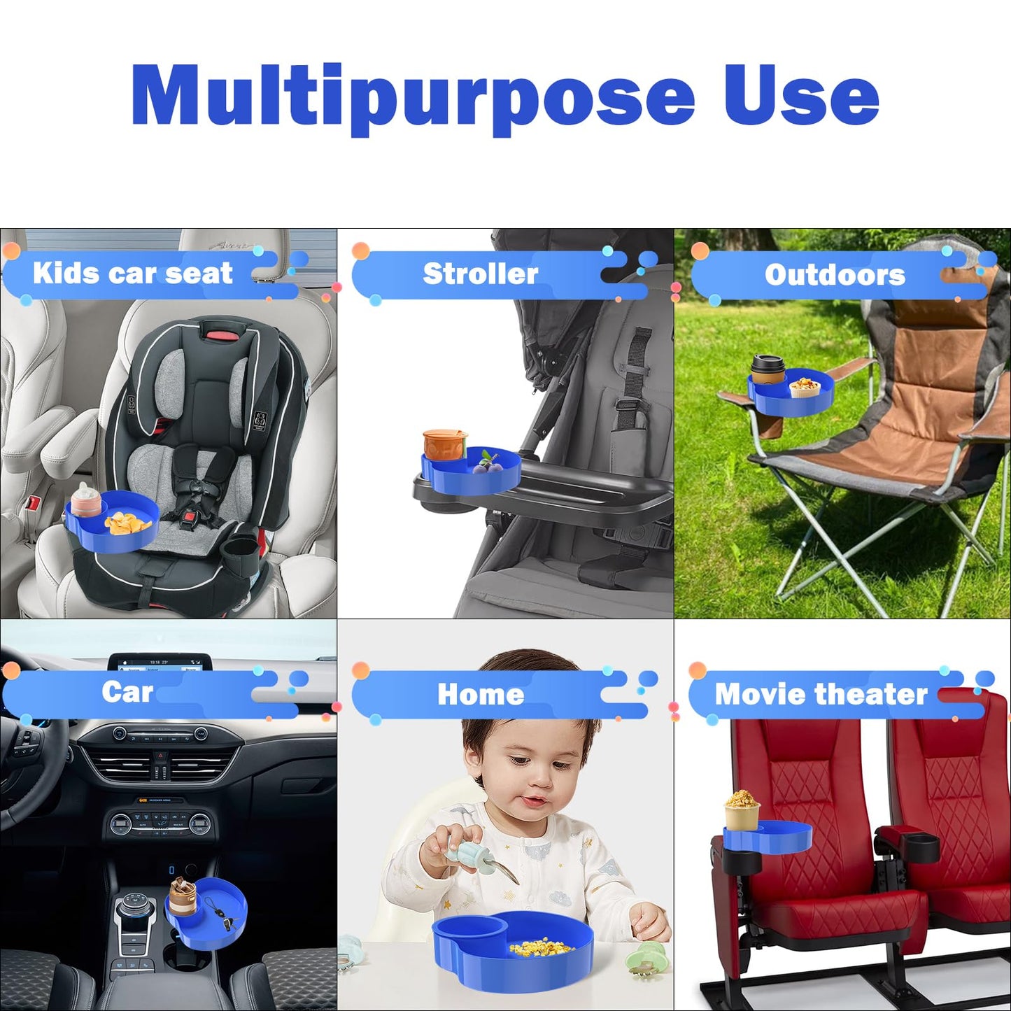 Sspont Kids Car Seat Tray, Travel Tray With Cup Holder For Toddler, Kids Car Seat Food Snack Tray For Road Trip, Stroller Snack