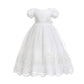 Glamulice Baby Girls Newborn Satin Christening Baptism Floral Embroidered Dress Gown Outfit Lace Formal Party Dresses Baby Girls