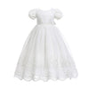 Glamulice Baby Girls Newborn Satin Christening Baptism Floral Embroidered Dress Gown Outfit Lace Formal Party Dresses Baby Girls