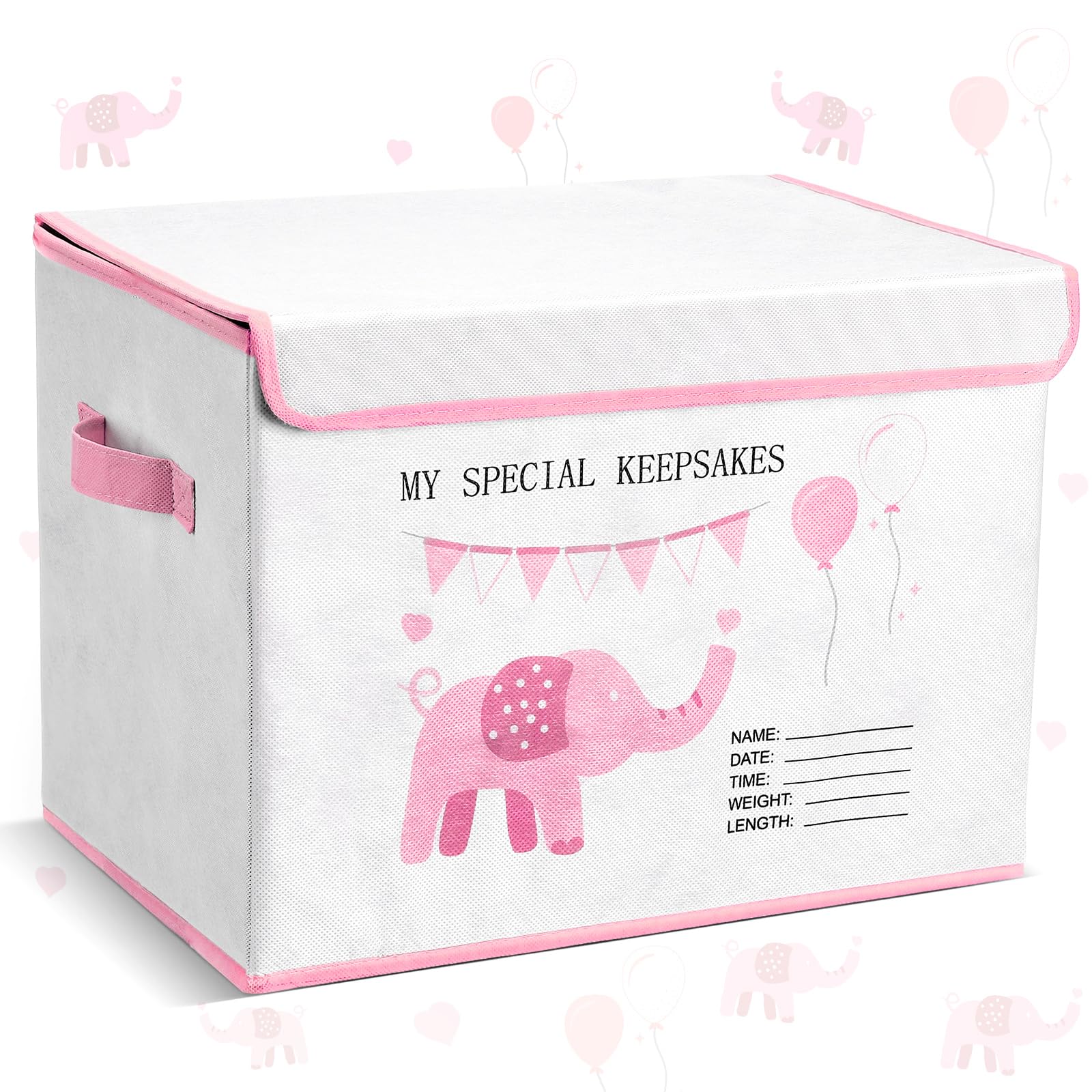 LemonRoad 16x12x12inch Baby Memories Keepsake Box Baby Shower Elephant First Keepsake Box New Parent Newborn Baptismal Birthday 