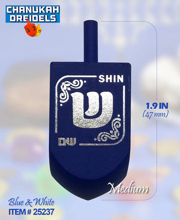 Hanukkah Dreidels - Blue And White Wooden Dreidel - 30 Pack Medium - Dreidels In Bulk - Hand Painted - Game Instructions Include