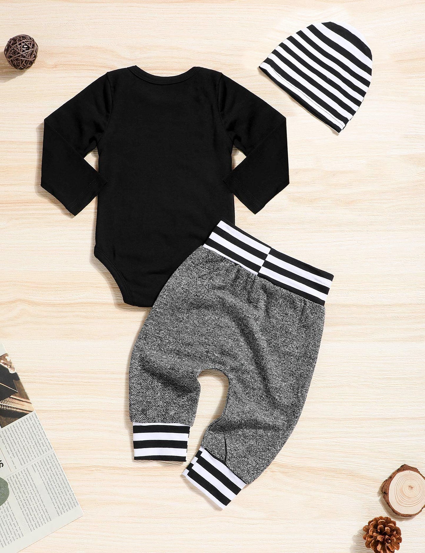 Baby Boy Clothes 0-3 Months Fall Winter Outfits Cooler Version Of Dad Print Romper Long Pants Hats Cute Boy Baby Clothes Outfits