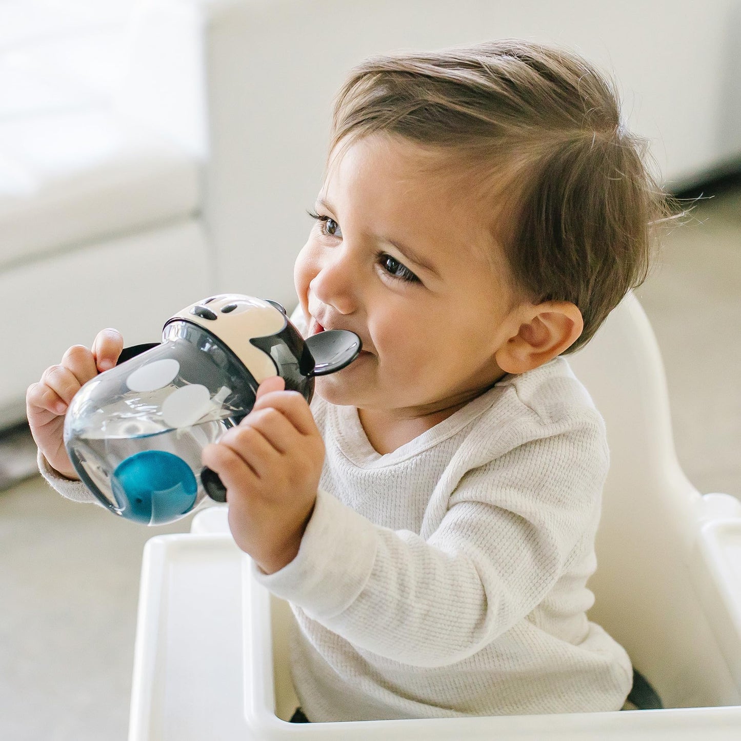 The First Years Disney Mickey Mouse Weighted Straw Cup - Spill Proof Toddler Straw Cups - Transition Sippy Cups - Toddler Feedin