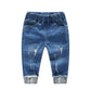 Kidscool Space Baby Ripped Jean,Toddler Elastic Waist Distressed Denim Pants,Light Blue,6-12 Months