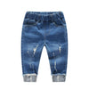 Kidscool Space Baby Ripped Jean,Toddler Elastic Waist Distressed Denim Pants,Light Blue,6-12 Months