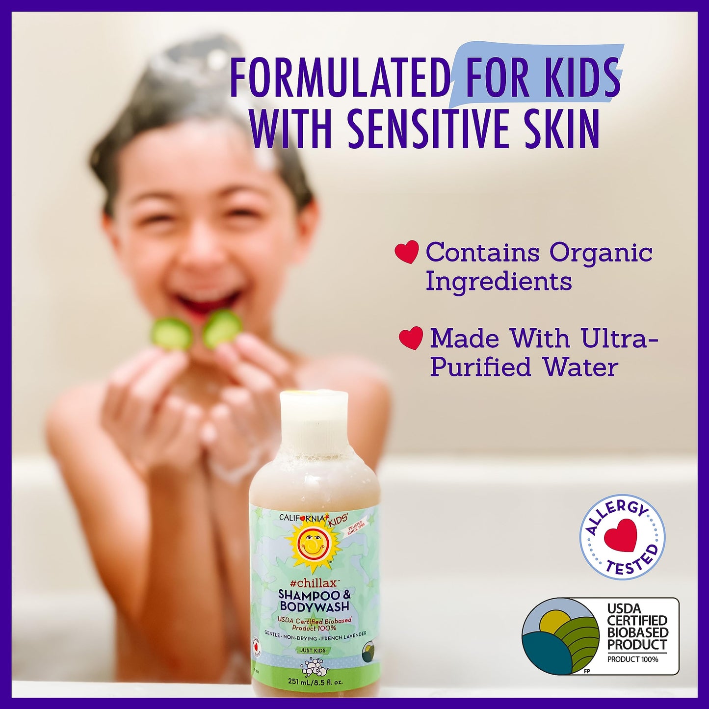 California Kids Chillax Shampoo And Bodywash | 100% Plant-Based | Gentle Skincare For Kids | Lavender Shampoo For Kids + Teens |
